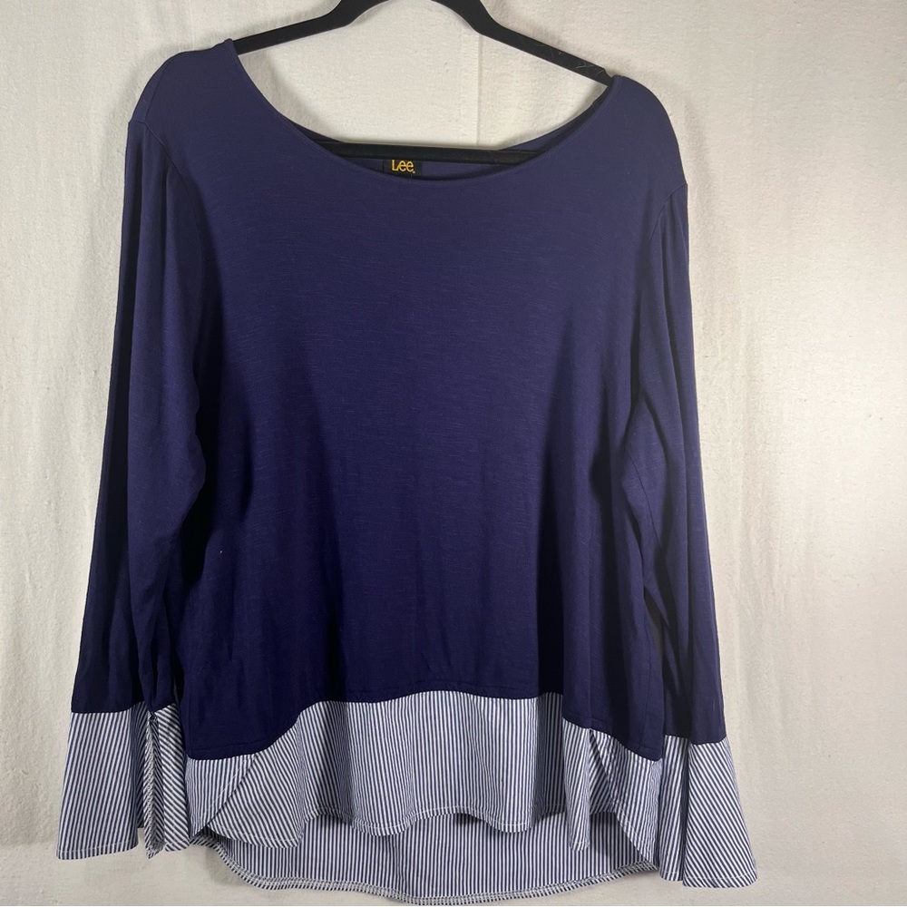 Lee Blue Asymmetrical Bell Sleeve Tunic